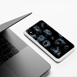 Чехол iPhone XS Max матовый Много черники, цвет: 3D-белый — фото 2