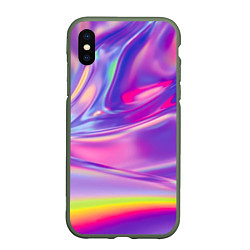 Чехол iPhone XS Max матовый Радужное северное сияние, цвет: 3D-темно-зеленый