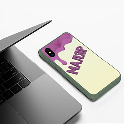 Чехол iPhone XS Max матовый Маляр подтеки краски, цвет: 3D-темно-зеленый — фото 2
