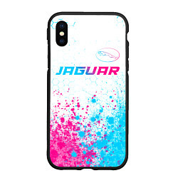 Чехол iPhone XS Max матовый Jaguar neon gradient style: символ сверху