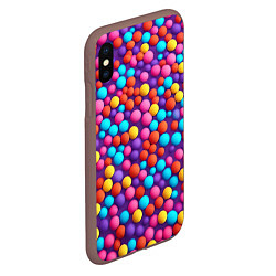 Чехол iPhone XS Max матовый Паттерн разноцветные шарики - нейросеть, цвет: 3D-коричневый — фото 2