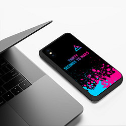 Чехол iPhone XS Max матовый Thirty Seconds to Mars - neon gradient: символ све, цвет: 3D-черный — фото 2