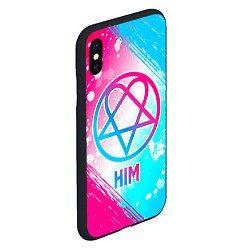 Чехол iPhone XS Max матовый HIM neon gradient style, цвет: 3D-черный — фото 2