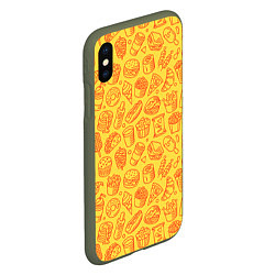 Чехол iPhone XS Max матовый Фастфуд - жёлтый, цвет: 3D-темно-зеленый — фото 2