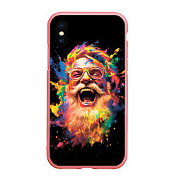 Чехол iPhone XS Max матовый Санта на празднике Холи, цвет: 3D-баблгам