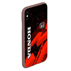 Чехол iPhone XS Max матовый Honda - красная абстракция, цвет: 3D-коричневый — фото 2