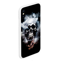 Чехол iPhone XS Max матовый Металлический череп в дыму, цвет: 3D-белый — фото 2