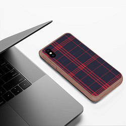 Чехол iPhone XS Max матовый Красно-черная клетка, цвет: 3D-коричневый — фото 2