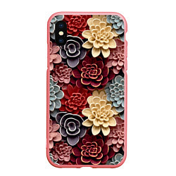 Чехол iPhone XS Max матовый Объёмные цветы суккулента, цвет: 3D-баблгам