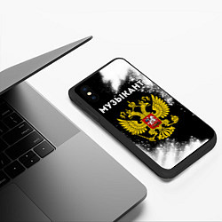 Чехол iPhone XS Max матовый Музыкант из России и герб РФ, цвет: 3D-черный — фото 2