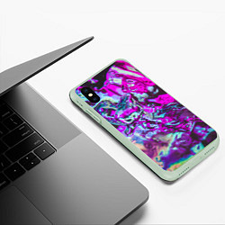 Чехол iPhone XS Max матовый Жидкое буйство красок, цвет: 3D-салатовый — фото 2