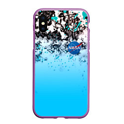 Чехол iPhone XS Max матовый Nasa space, цвет: 3D-фиолетовый