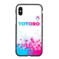 Чехол iPhone XS Max матовый Totoro neon gradient style: символ сверху, цвет: 3D-черный