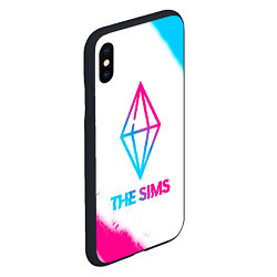 Чехол iPhone XS Max матовый The Sims neon gradient style, цвет: 3D-черный — фото 2