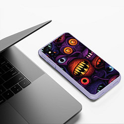 Чехол iPhone XS Max матовый Хэллоуинские зубастики, цвет: 3D-светло-сиреневый — фото 2