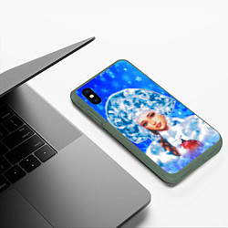 Чехол iPhone XS Max матовый Красивая русская снегурочка, цвет: 3D-темно-зеленый — фото 2