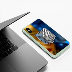Чехол iPhone XS Max матовый Атака титанов битва, цвет: 3D-салатовый — фото 2