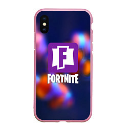 Чехол iPhone XS Max матовый Epic game fortnite, цвет: 3D-розовый