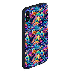 Чехол iPhone XS Max матовый Разноцветные причудливые волны, цвет: 3D-черный — фото 2