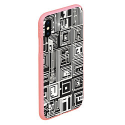Чехол iPhone XS Max матовый Белые полосы на чёрном фоне, цвет: 3D-баблгам — фото 2