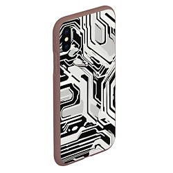 Чехол iPhone XS Max матовый Киберпанк белые полосы на чёрном фоне, цвет: 3D-коричневый — фото 2