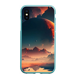 Чехол iPhone XS Max матовый Планета в далеком космосе, цвет: 3D-мятный