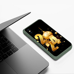 Чехол iPhone XS Max матовый Новый 2024 год, цвет: 3D-темно-зеленый — фото 2