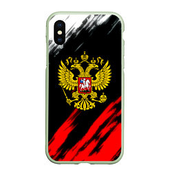 Чехол iPhone XS Max матовый Russia stripes, цвет: 3D-салатовый