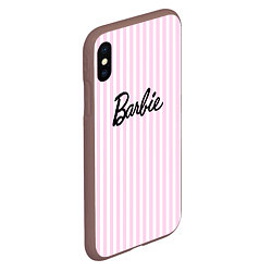 Чехол iPhone XS Max матовый Barbie - классическая розово-белая полоска, цвет: 3D-коричневый — фото 2