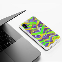 Чехол iPhone XS Max матовый Зелёные ретро стрелки, цвет: 3D-белый — фото 2