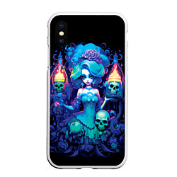 Чехол iPhone XS Max матовый Сказочная ведьма с черепами, цвет: 3D-белый