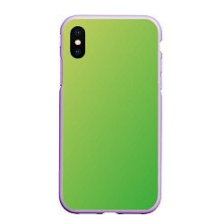 Чехол iPhone XS Max матовый Градиент - зеленый лайм, цвет: 3D-сиреневый
