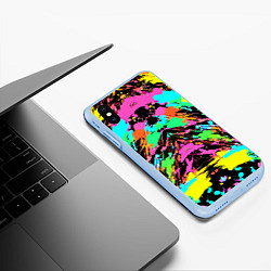 Чехол iPhone XS Max матовый Красочный зеркальный паттерн - кляксы, цвет: 3D-голубой — фото 2