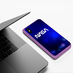 Чехол iPhone XS Max матовый Nasa звёздное небо, цвет: 3D-фиолетовый — фото 2