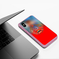 Чехол iPhone XS Max матовый Belarus ussr, цвет: 3D-розовый — фото 2
