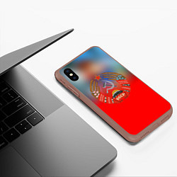 Чехол iPhone XS Max матовый Belarus ussr, цвет: 3D-коричневый — фото 2