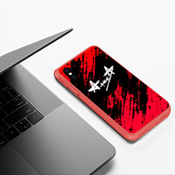 Чехол iPhone XS Max матовый Алиса рок группа краски штрихи, цвет: 3D-красный — фото 2