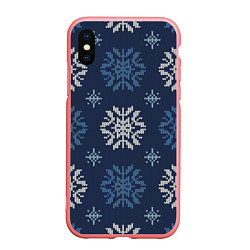 Чехол iPhone XS Max матовый Снежинки спицами - узоры зимы, цвет: 3D-баблгам