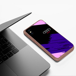 Чехол iPhone XS Max матовый Audi stripes, цвет: 3D-коричневый — фото 2