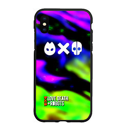 Чехол iPhone XS Max матовый Love Death and Robots flame, цвет: 3D-черный