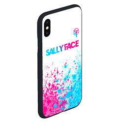 Чехол iPhone XS Max матовый Sally Face neon gradient style: символ сверху, цвет: 3D-черный — фото 2