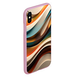Чехол iPhone XS Max матовый Волнистая объёмная текстура - нейросеть, цвет: 3D-розовый — фото 2