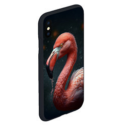 Чехол iPhone XS Max матовый Фламинго с каплями воды, цвет: 3D-черный — фото 2