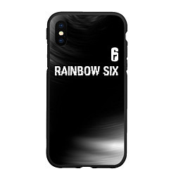 Чехол iPhone XS Max матовый Rainbow Six glitch на темном фоне: символ сверху, цвет: 3D-черный