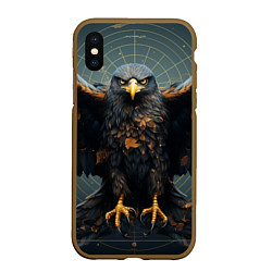 Чехол iPhone XS Max матовый Орёл с расправленными крыльями, цвет: 3D-коричневый