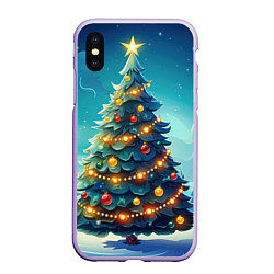 Чехол iPhone XS Max матовый Новогодняя елка, цвет: 3D-светло-сиреневый