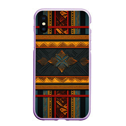 Чехол iPhone XS Max матовый Этнический рисунок в полоску, цвет: 3D-сиреневый