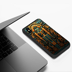 Чехол iPhone XS Max матовый Орнамент в египетском стиле, бюст Нефертити, цвет: 3D-черный — фото 2