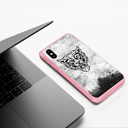 Чехол iPhone XS Max матовый Texture - разозленный волк, цвет: 3D-баблгам — фото 2