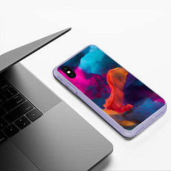 Чехол iPhone XS Max матовый Акварельные краски, цвет: 3D-светло-сиреневый — фото 2